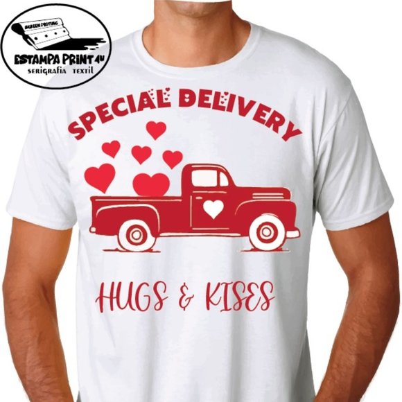 SPECIAL DELIVERY HUGS & KISSES T-SHIRT UNISEX VALENTINE'S DAY - Picture 1 of 1
